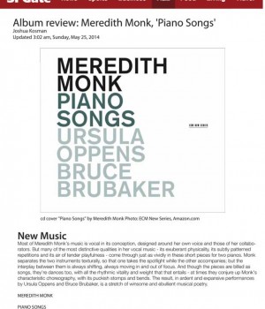Album review: Meredith Monk, ‘Piano Songs’